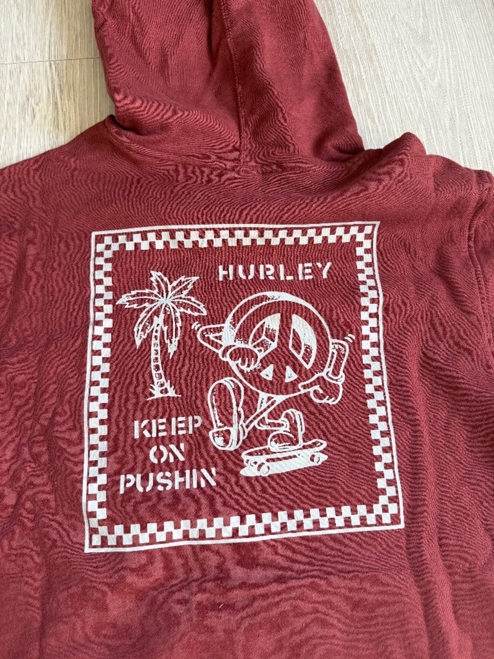 Hurley ~ KEEP ON PUSHIN ~ Hoodie pullover sweatshirt ~ Skate Surf ~ NEW! sz L